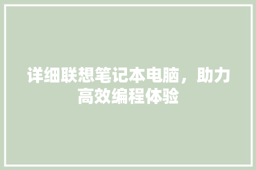 详细联想笔记本电脑，助力高效编程体验  第1张