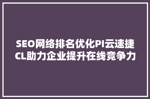 SEO网络排名优化PI云速捷CL助力企业提升在线竞争力