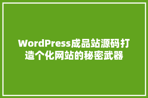 WordPress成品站源码打造个化网站的秘密武器