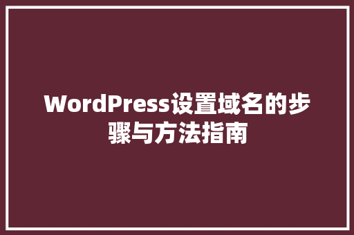 WordPress设置域名的步骤与方法指南