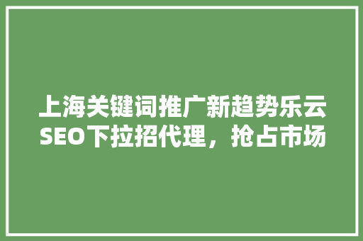 上海关键词推广新趋势乐云SEO下拉招代理，抢占市场先机