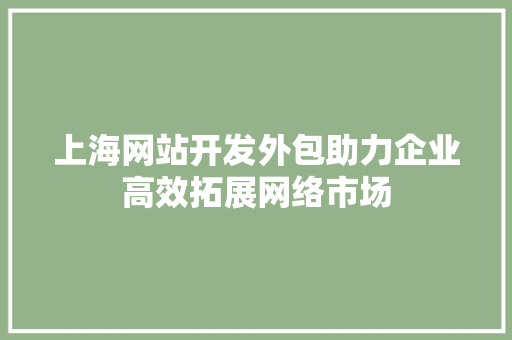 上海网站开发外包助力企业高效拓展网络市场