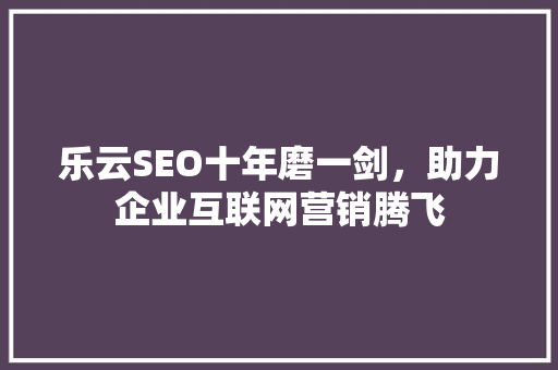 乐云SEO十年磨一剑，助力企业互联网营销腾飞
