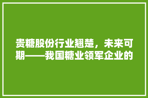 贵糖股份行业翘楚，未来可期——我国糖业领军企业的发展之路  第1张