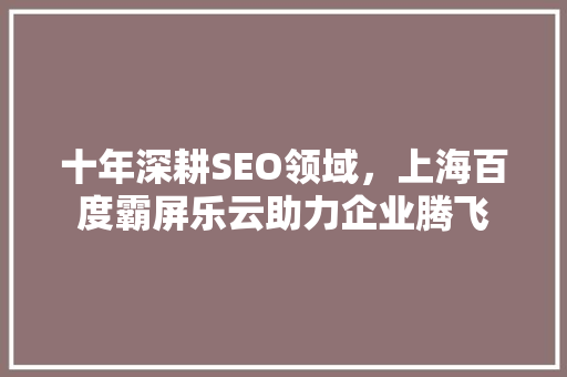 十年深耕SEO领域，上海百度霸屏乐云助力企业腾飞