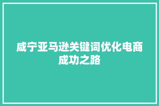 咸宁亚马逊关键词优化电商成功之路