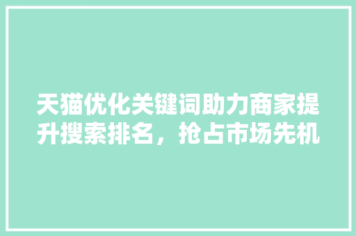 天猫优化关键词助力商家提升搜索排名，抢占市场先机