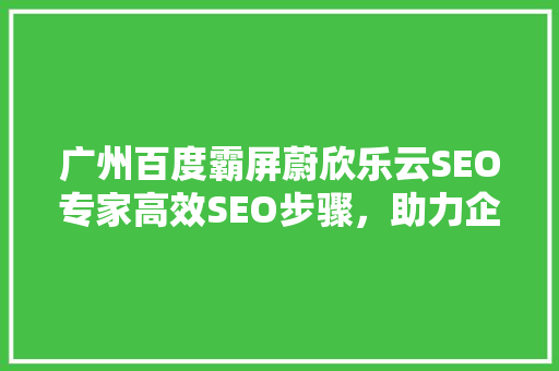 广州百度霸屏蔚欣乐云SEO专家高效SEO步骤，助力企业抢占市场先机  第1张