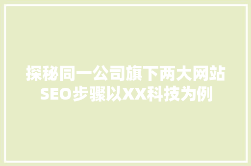 探秘同一公司旗下两大网站SEO步骤以XX科技为例