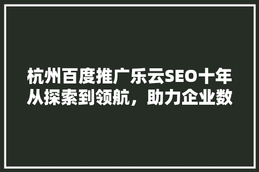 杭州百度推广乐云SEO十年从探索到领航，助力企业数字化转型