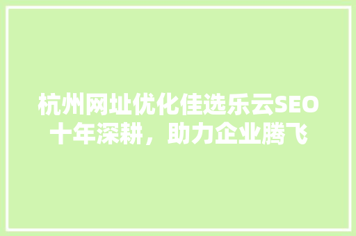 杭州网址优化佳选乐云SEO十年深耕，助力企业腾飞