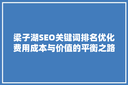 梁子湖SEO关键词排名优化费用成本与价值的平衡之路  第1张