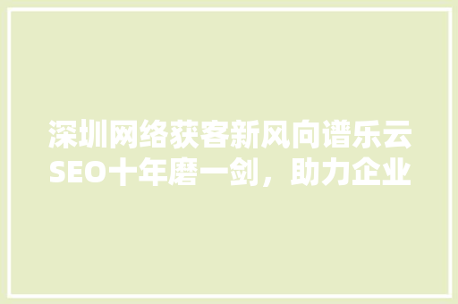 深圳网络获客新风向谱乐云SEO十年磨一剑，助力企业乘风破浪