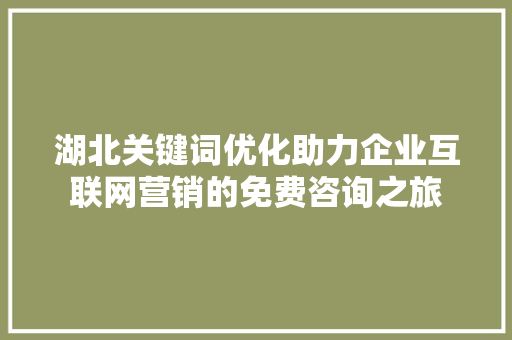湖北关键词优化助力企业互联网营销的免费咨询之旅