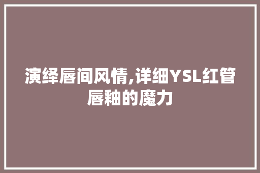 演绎唇间风情,详细YSL红管唇釉的魔力