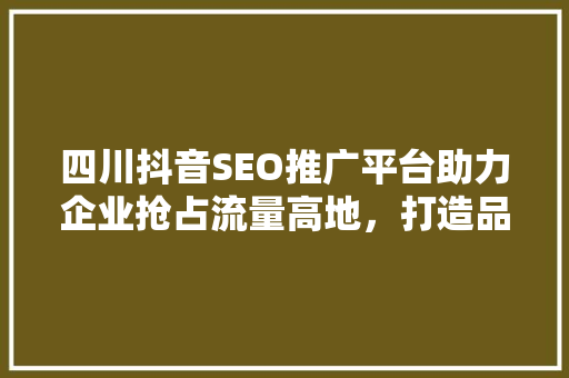 四川抖音SEO推广平台助力企业抢占流量高地，打造品牌新形象