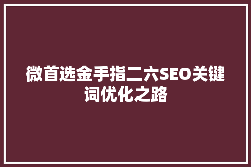 微首选金手指二六SEO关键词优化之路