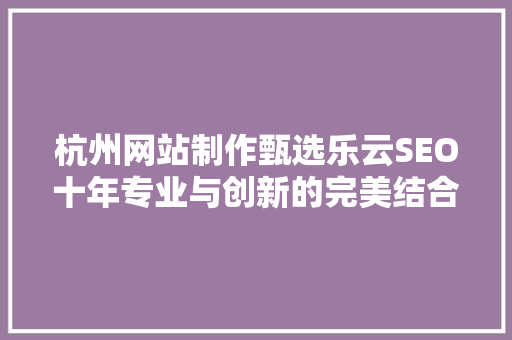 杭州网站制作甄选乐云SEO十年专业与创新的完美结合