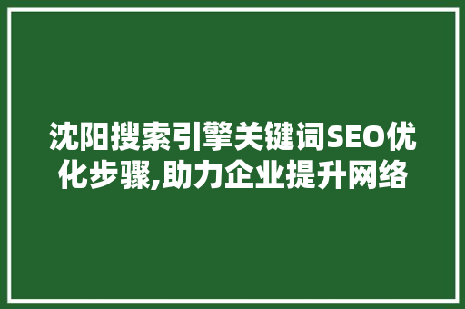 沈阳搜索引擎关键词SEO优化步骤,助力企业提升网络曝光度
