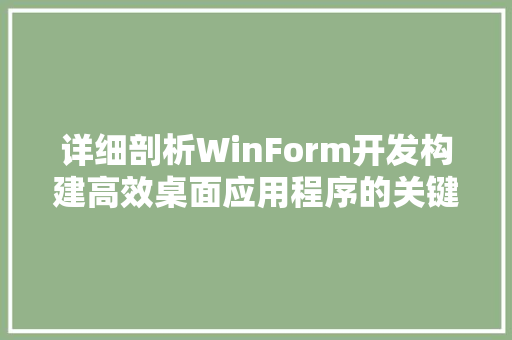 详细剖析WinForm开发构建高效桌面应用程序的关键