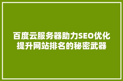 百度云服务器助力SEO优化提升网站排名的秘密武器