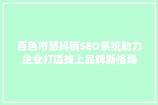 百色市慧抖销SEO系统助力企业打造线上品牌新格局