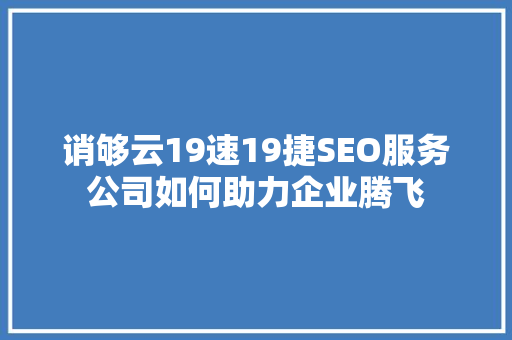 诮够云19速19捷SEO服务公司如何助力企业腾飞
