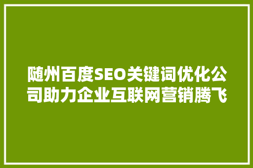 随州百度SEO关键词优化公司助力企业互联网营销腾飞