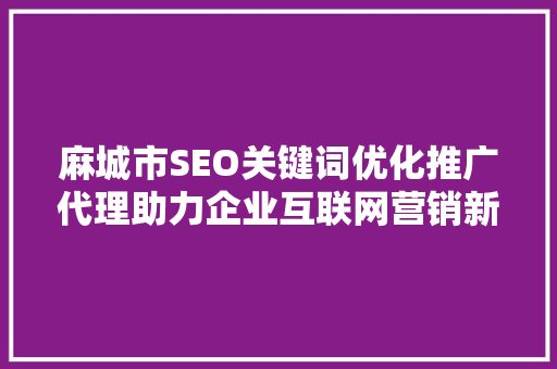 麻城市SEO关键词优化推广代理助力企业互联网营销新篇章