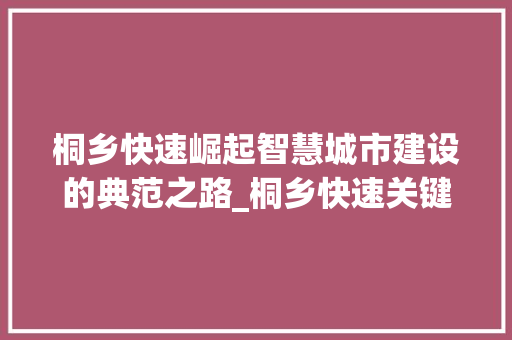 桐乡快速崛起智慧城市建设的典范之路_桐乡快速关键词优化
