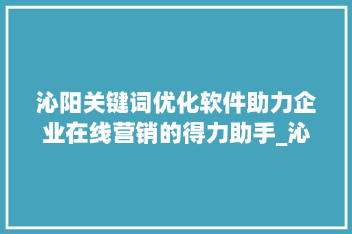 沁阳关键词优化软件助力企业在线营销的得力助手_沁阳关键词优化软件