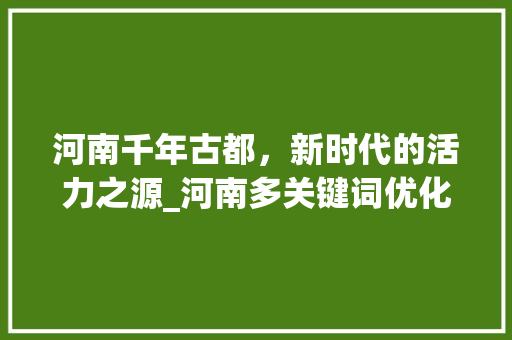 河南千年古都，新时代的活力之源_河南多关键词优化