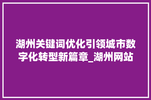 湖州关键词优化引领城市数字化转型新篇章_湖州网站关键词优化  第1张