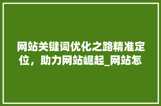 网站关键词优化之路精准定位，助力网站崛起_网站怎么选择关键词优化