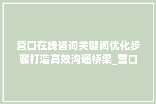 营口在线咨询关键词优化步骤打造高效沟通桥梁_营口关键词优化在线咨询