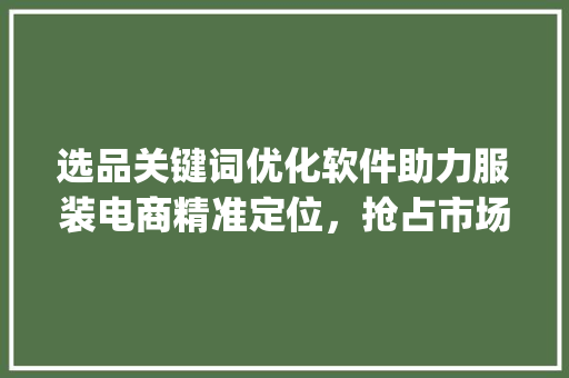选品关键词优化软件助力服装电商精准定位，抢占市场先机_衣服选品关键词优化软件