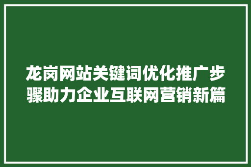 龙岗网站关键词优化推广步骤助力企业互联网营销新篇章_龙岗网站关键词优化推广