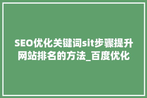 SEO优化关键词sit步骤提升网站排名的方法_百度优化关键词sit