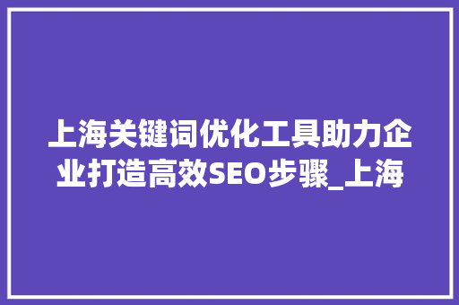 上海关键词优化工具助力企业打造高效SEO步骤_上海关键词优化工具  第1张