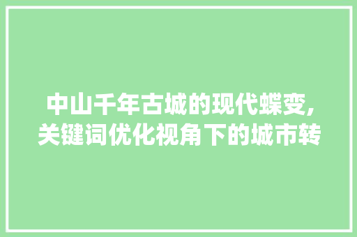 中山千年古城的现代蝶变,关键词优化视角下的城市转型之路_中山关键词优化方式  第1张