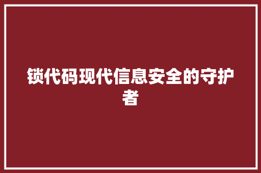 锁代码现代信息安全的守护者  第1张