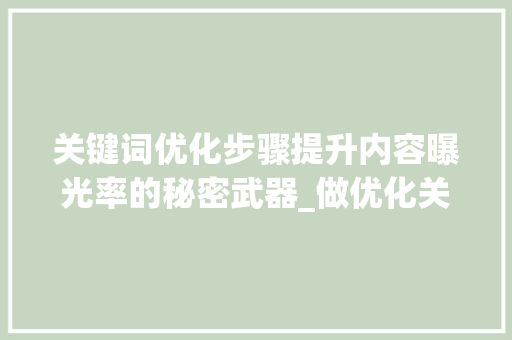 关键词优化步骤提升内容曝光率的秘密武器_做优化关键词总结