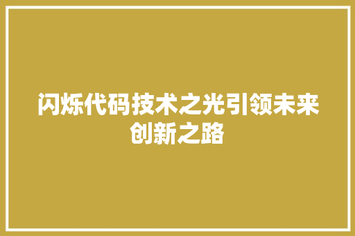 闪烁代码技术之光引领未来创新之路  第1张