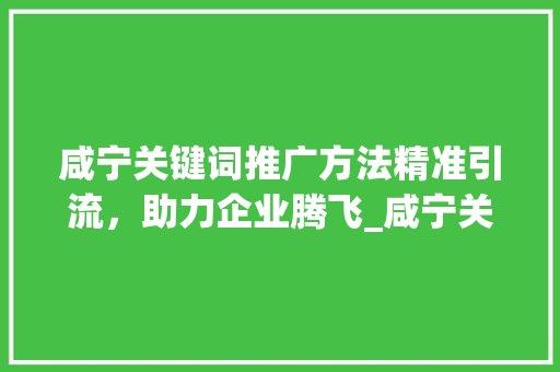 咸宁关键词推广方法精准引流，助力企业腾飞_咸宁关键词推广方法优化  第1张