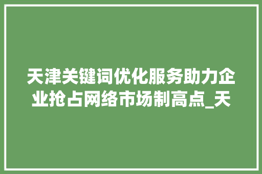 天津关键词优化服务助力企业抢占网络市场制高点_天津关键词优化服务