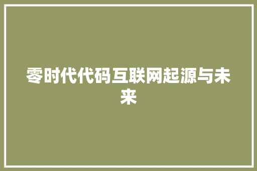 零时代代码互联网起源与未来  第1张