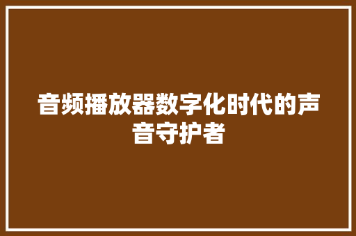 音频播放器数字化时代的声音守护者