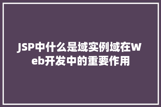 JSP中什么是域实例域在Web开发中的重要作用