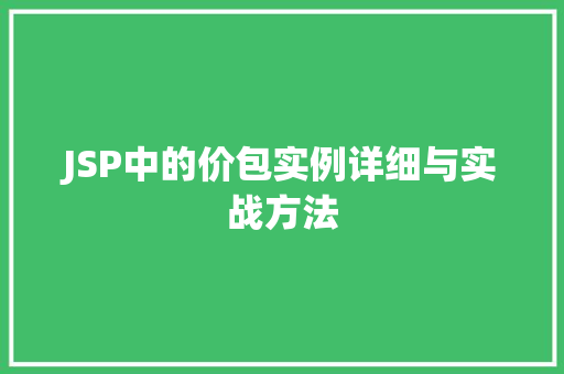 JSP中的价包实例详细与实战方法