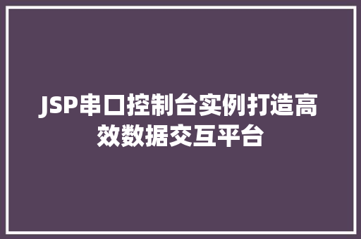 JSP串口控制台实例打造高效数据交互平台